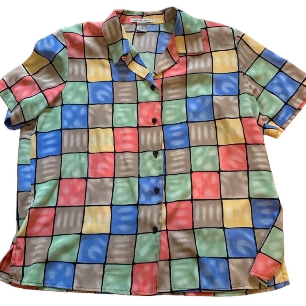NOTATIONS XL Multicolored Women’s short sleeve blouse shirt